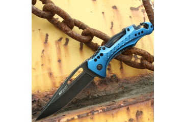 Image of Mtech Drop Point Spring Assisted Knife w/Bottle Opener, 3.5 in, 3Cr13 Stainless Steel Stainless Steel, Blue, MT-A705G2-BL