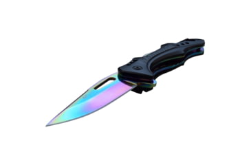 Image of Mtech Drop Point Spring Assisted Knife w/Bottle Opener, 3.5 in, 3Cr13 Stainless Steel Stainless Steel, Rainbow, MT-A705G2-RB