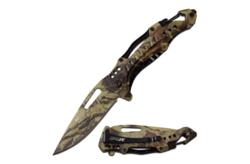 Image of Mtech Drop Point Spring Assisted Knife w/Bottle Opener, 3.5 in, 3Cr13 Stainless Steel Stainless Steel, Wood Camo, MT-A705G2-CA