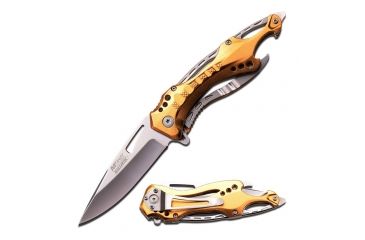Image of Mtech Folding Blade, 3.55in, Stainless Steel Blade, Gold Aluminum Handle MT-A705SGD