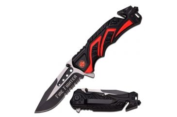 Image of Mtech Folding Blade, 3.5in, Stainless Steel Blade, Black And Red Two Tone Alum Handle MT-A865FD