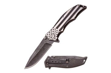 Image of Mtech Folding Blade, 3.75in, Stainless Steel Blade, Brush/Stonewash 2 Tone Finish Us Flag Stainless Steel Handle MX-A849AE