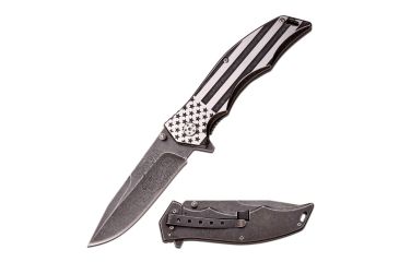 Image of Mtech Folding Blade, 3.75in, Stainless Steel Blade, Brush/Stonewash 2 Tone Finish Us Flag Stainless Steel Handle MX-A849AS