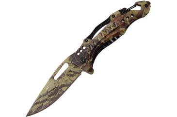 Image of Mtech Drop Point Spring Assisted Knife w/Bottle Opener, 3.5 in, 3Cr13 Stainless Steel Stainless Steel, Wood Camo, MT-A705G2-CA