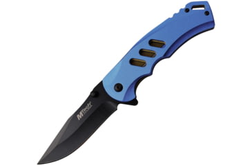 Image of Mtech Linerlock A/O Folding Knife, 3.5 black finish 3Cr13 stainless blade, Blue anodized aluminum handle, MT-A1162BL