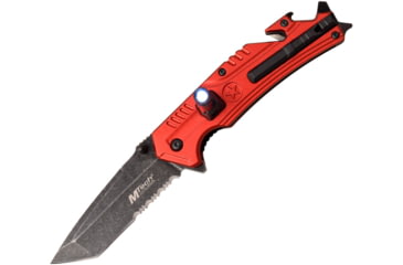 Image of Mtech Linerlock A/O Red Folding Knife, 3.25 black stonewash finish stainless blade, Red aluminum handle, MT-A1114RD
