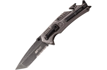 Image of Mtech Linerlock A/O SW Folding Knife, 3.25 stonewash finish partially serrated stainles, Stonewash finish aluminum handle, MT-A1114SW