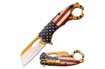 Image of Mtech Linerlock Spring Assisted Knife, 2.5 in, 3Cr13 Stainless Steel Stainless Steel, Wharncliffe, USA Flag, MT-A1028AF