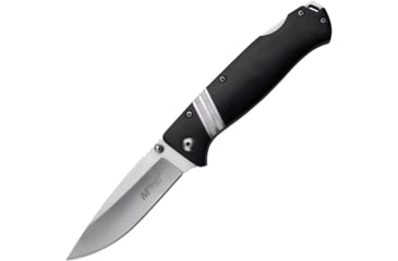 Image of Mtech Lockback Folding Knife, 3.5in Satin 3Cr13 SS Drop Point, Black Pakkawood Handle, Thumb Stud, Pocket Clip, White Bone And SS Handle Inlay, MT-966BK