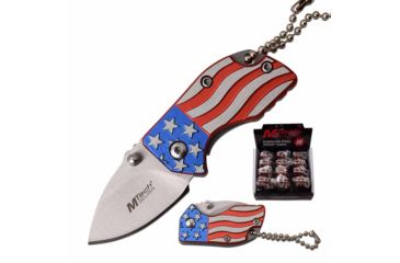 Image of Mtech MT-1006POP Manual Folding Knife Pop Box, 1.4in, 3CR13 Stainless Steel, Drop Point, Steel Blade, Aluminum Handle, 12 knives, Flag, MT-1006POP