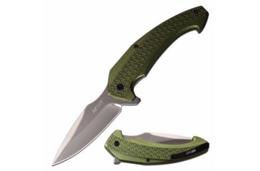 Image of Mtech MT-1063GN Manual Folding Knife, 3.25in, 3CR13 Stainless Steel, Harpoon Point, Steel Blade, Aluminum Handle, Green, MT-1063GN