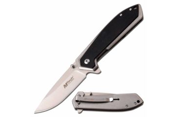Image of Mtech MT-1068SW Manual Folding Knife, 3.25in, 3CR13 Stainless Steel, Drop Point, Steel Blade, Stainless Steel Handle, Black/Stonewash, MT-1068SW