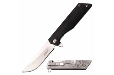 Image of Mtech MT-1160LD Manual Folding Knife, 3in, 3CR13 Stainless Steel, Straight Back, Steel Blade, G10 Handle w/ Demon Etching, Black, MT-1160LD