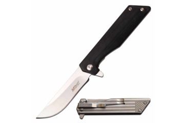Image of Mtech MT-1160LF Manual Folding Knife, 3in, 3CR13 Stainless Steel, Straight Back, Steel Blade, G10 Handle w/ Flag Etching, Black, MT-1160LF