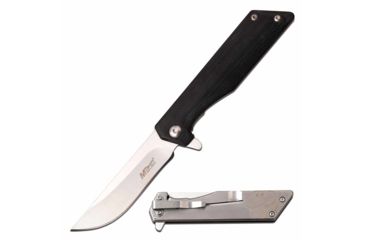 Image of Mtech MT-1160LS Manual Folding Knife, 3in, 3CR13 Stainless Steel, Straight Back, Steel Blade, G10 Handle w/ Snake Etching, Black, MT-1160LS