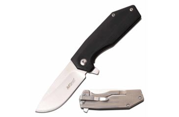 Image of Mtech MT-1160SF Manual Folding Knife, 2.5in, 3CR13 Stainless Steel, Drop Point, Steel Blade, G10 Handle w/ Flag Etching, Black, MT-1160SF