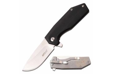 Image of Mtech MT-1160SS Manual Folding Knife, 2.5in, 3CR13 Stainless Steel, Drop Point, Steel Blade, G10 Handle w/ Snake Etching, Black, MT-1160SS