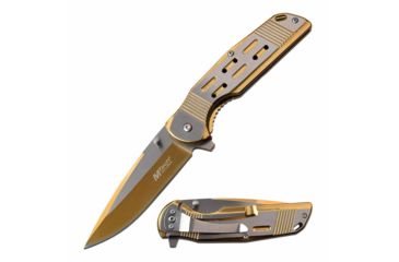 Image of Mtech MT-A1019DG Spring Assisted Knife, 3.5in, 3CR13 Stainless Steel, Spear Point, Gold/Satin Blade, Stainless Steel Handle, Gold/Satin, MT-A1019GD