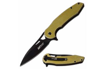 Image of Mtech MT-A1083YL Spring Assisted Knife, 3.5in, 3CR13 Stainless Steel, Spear Point, Black Blade, Aluminum Handle, Yellow, MT-A1083YL