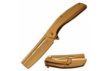 Image of Mtech MT-A1139GD Spring Assisted Knife, 3.5in, 3CR13 Stainless Steel, Razor, Golden Blade, Gold, MT-A1139GD