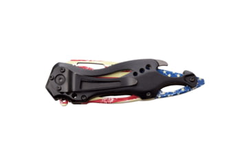 Image of Mtech Patriotic Assisted Knife w/Bottle Opener, 3.5 in, 3Cr13 Stainless Steel Stainless Steel, Drop Point, USA Flag, MT-A705AF