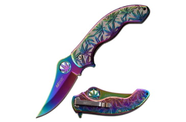 Image of Mtech Persian Spring Assisted Knife, 3.25 in, 3Cr13 Stainless Steel Stainless Steel, Rainbow, MT-A1172RB