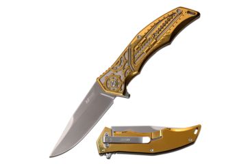 Image of Mtech Spring Assisted Folding Knive, 3.75in Blade, 3CR13 Steel Polished Blade Knive, Gold, MT-A1095BZ