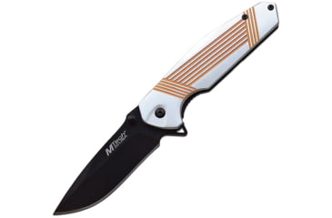 Image of Mtech Stripe Framelock A/O Folding Knife, 3.5 black finish 3Cr13 stainless blade, Gray and orange anodized aluminum handle, MT-A1137GOR
