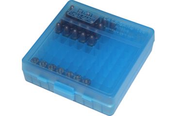 Image of MTM 100 Round 9MM-380 Blue Pistol Ammo Box,Clear Blue P100924