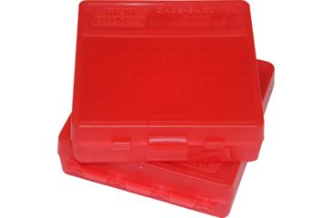 Image of MTM 100 Round 9MM/380 Pistol Ammo Box,Clear Red P100929