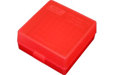 Image of MTM Ammo Box 100 Round Flip Top For 22 Mag - 17 HMR, Clr-Red, P-100-22M-29