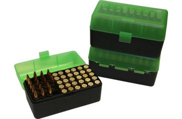 Image of MTM Case-Gard 50 Rifle Ammo Boxes .22-250 To .308 Clear Green/Black