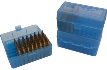 Image of MTM Case-Gard 50 Round Flip-Top Ammo Box, .270 Win/.30-06/.25-06, Clear Blue, RL-50-24