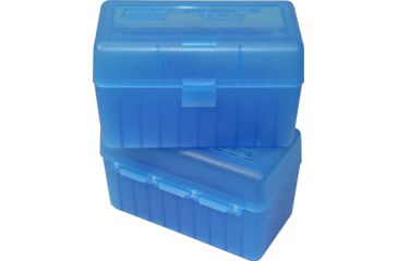 Image of MTM Case-Gard 50 Round Flip-Top Ammo Box, .270 Win/.30-06/.25-06, Clear Blue, RL-50-24