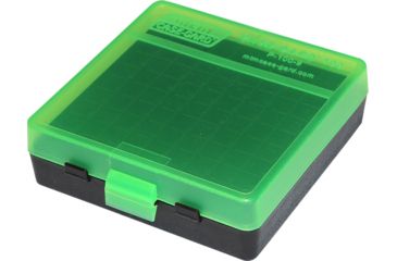 Image of MTM P-100 Fliptop Box .380/9mm Luger Clear Green/Black