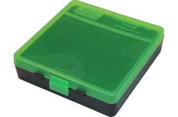 Image of MTM P-100 Fliptop Box .45 ACP/10mm/.40 S&amp;W/.41 AE Clear Green/Black