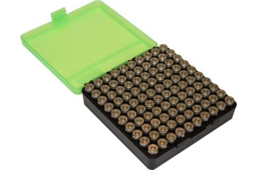 Image of MTM P-100 Fliptop Box .45 ACP/10mm/.40 S&amp;W/.41 AE Clear Green/Black