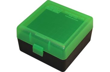 Image of MTM RS-100 Rifle Ammo Box .17 To .222 Magnum Clear Green/Black