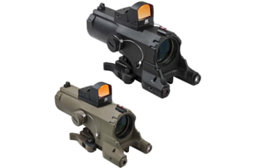 Image of NcSTAR Eco 4X34 Prismatic Scope w/Ddab/Urban Tactical Ret/Blue Illumination/Green Laser w/White/Red Nav Lights, Black, Tan