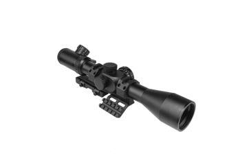 Image of NcSTAR Full Size Rifle Scope, 4-16x44mm, 30mm Tube, Illuminated P4 Sniper Glass Etched Reticle w/ Cantilever Scope Mount, Black, SEEFP41644GSPR-A