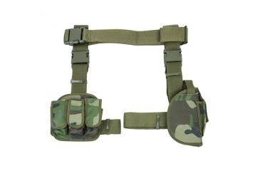 Image of NcSTAR Vism 3 Piece Drop Leg Right Handed Gun Holster/Magazine Holder, Woodland Camo CV2908WC