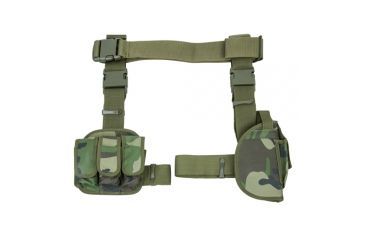 Image of NcSTAR Vism 3 Piece Drop Leg Right Handed Gun Holster/Magazine Holder, Woodland Camo, CV2908WC