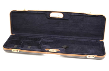 Image of Negrini OU Deluxe High Rib Trap/Sporting Shotgun Case, Navy/Tobacco Leather/Navy Interior, 1657LX/5164