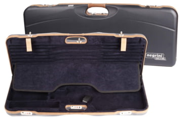 Image of Negrini OU Deluxe Skeet Two Barrel Shotgun Case + Tube Set, Navy/Tobacco Leather/Navy Interior, 1652LX-TUBE/5212