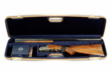 Image of Negrini OU/SxS Deluxe Hunting Shotgun Case, Navy/Tobacco Leather/Navy Interior, 1605LX/5138