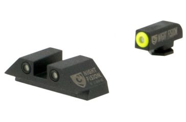 Image of Night Fision Perfect Dot Night Sight Set w/Front, Square Rear, Yellow Front w/Green Tritium, Black Rear w/Green T, Fits Glock 20/21/29/30/36/40/41, GLK-002-003-YGZG
