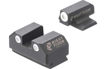 Image of Night Fision Tritium White Ring Square Rear Night Sight Set, Ruger Max 9, Black, RUG326003WGWG