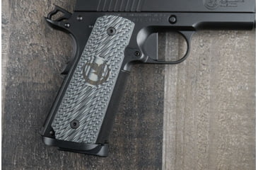 Image of Nighthawk Custom Mil-Tac Black and Gray Spiral Grips, Gov. w/Nighthawk Logo, G139