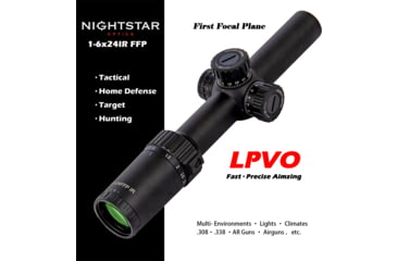 Image of NightStar 1-6x24mm 30mm Tube Rifle Scope, First Focal Plane, Illuminated Reticle, Black, NS11038F2