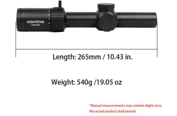 Image of NightStar 1-8x24mm 30mm Tube Rifle Scope, Second Focal Plane, Illuminated Reticle, Black, NS11150R